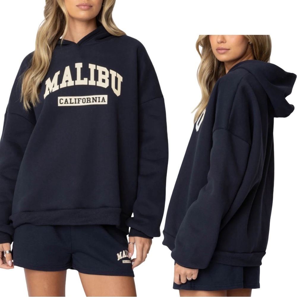 NWT!! Edikted Malibu High Hoodie Oversized - Navy Color - Size XL